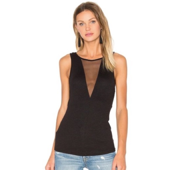 Free People Mesh Ribbed Deep V Cutout Tank in Black - Picture 6 of 11